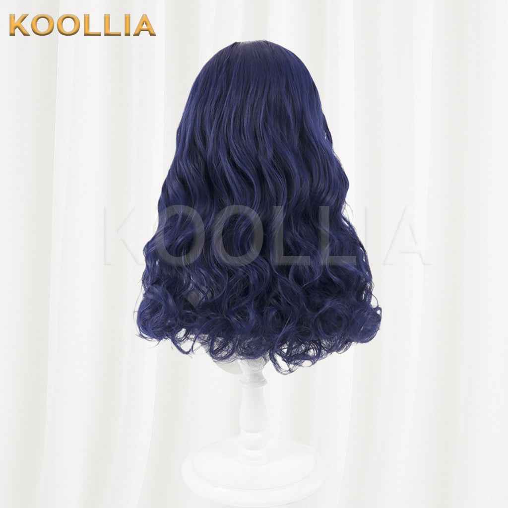 Descendants 2 Evie Wig Deep Royal Blue Realistic Scalp Top All‑In‑One Braided Medium‑Long Wavy Curls Basic Wig