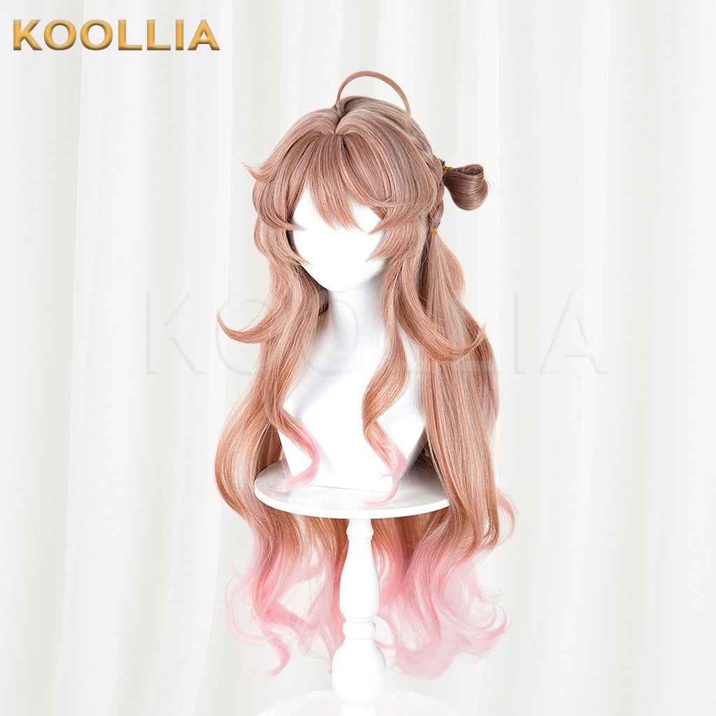 Arknights Eyjafjalla Wig Golden‑Brown To Pink Gradient Realistic Scalp Top Extra‑Long Big‑wave Curly Hair Basic Wig