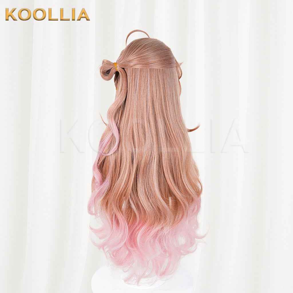 Arknights Eyjafjalla Wig Golden‑Brown To Pink Gradient Realistic Scalp Top Extra‑Long Big‑wave Curly Hair Basic Wig