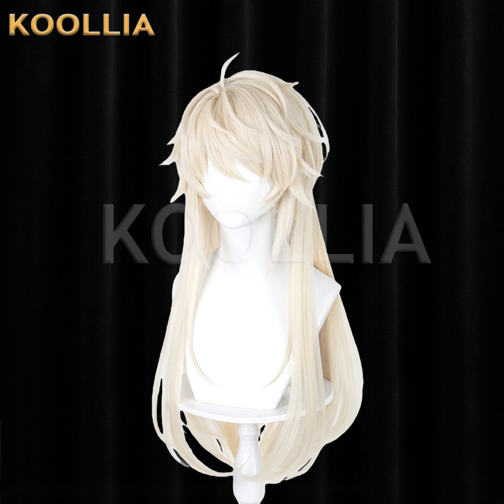 Honor of Kings Hainuo Wig Light Creamy Champagne Gold Realistic Scalp Top Integrated Half‑Up Braid Long Wig Basic Wig