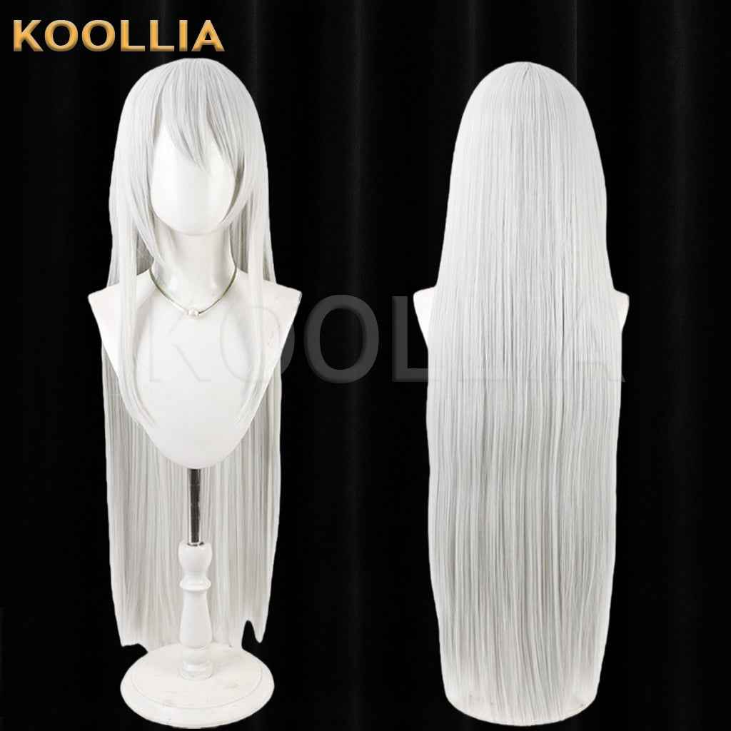 NIJISANJI Higuchi Kaede Wig Cool Silver‑White Realistic Scalp Top Extra‑Long Straight Wig Basic Wig