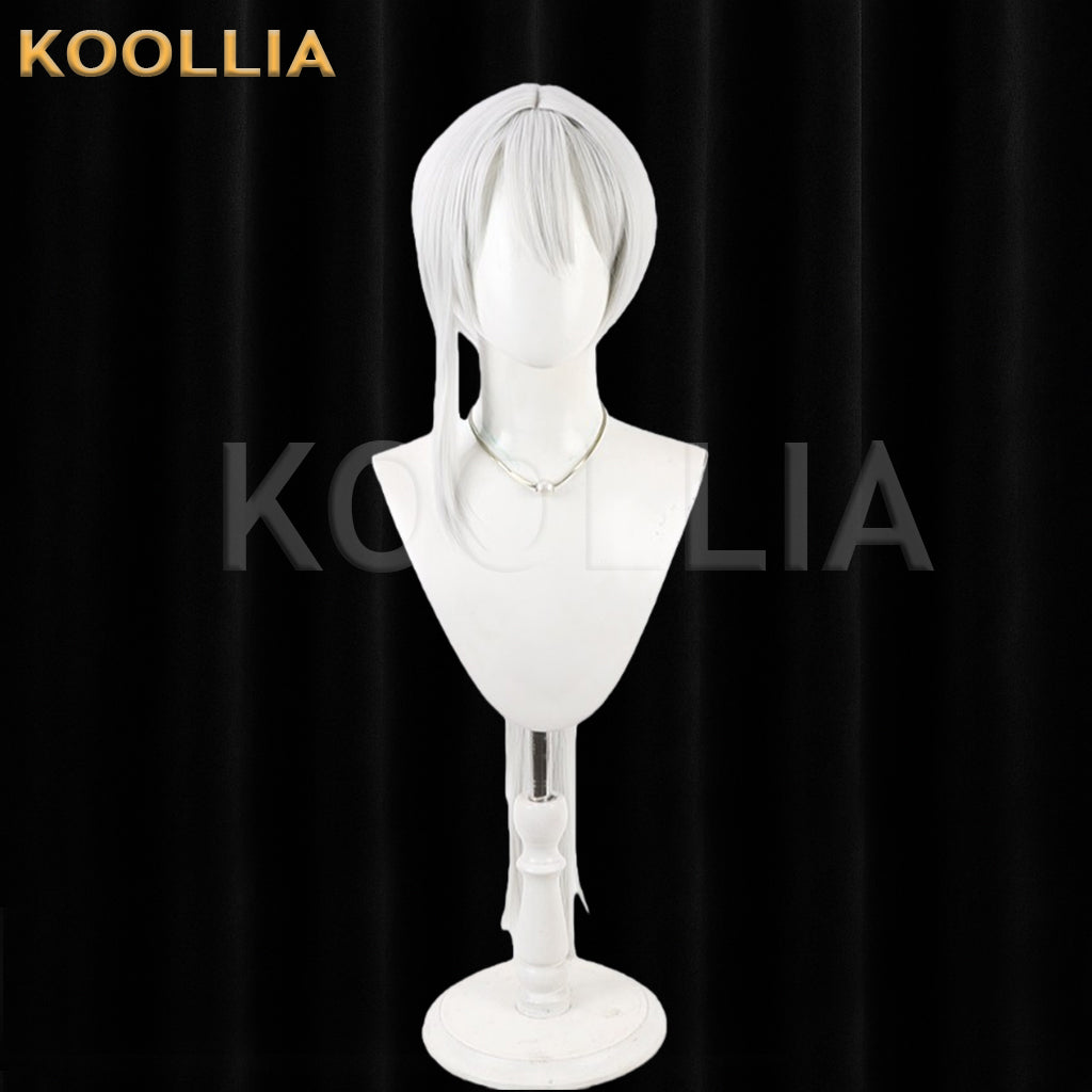 NIJISANJI Higuchi Kaede Wig Cool Silver‑White Realistic Scalp Top Extra‑Long Straight Wig Basic Wig