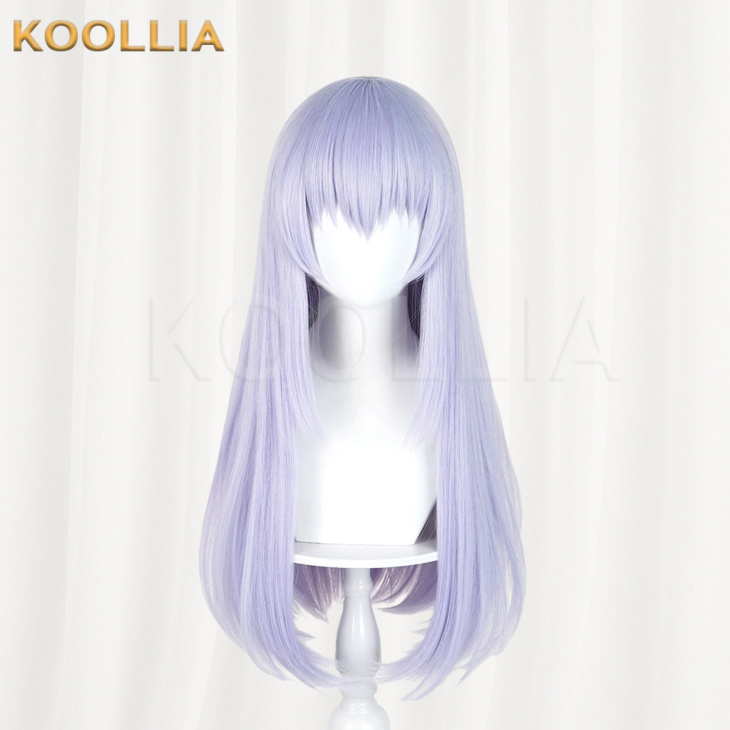 Is the Order a Rabbit? Kafuu Chino Wig Light Lavender‑Purple Realistic Scalp Top Shoulder‑Length Inward‑Curled Straight Wig Basic Wig