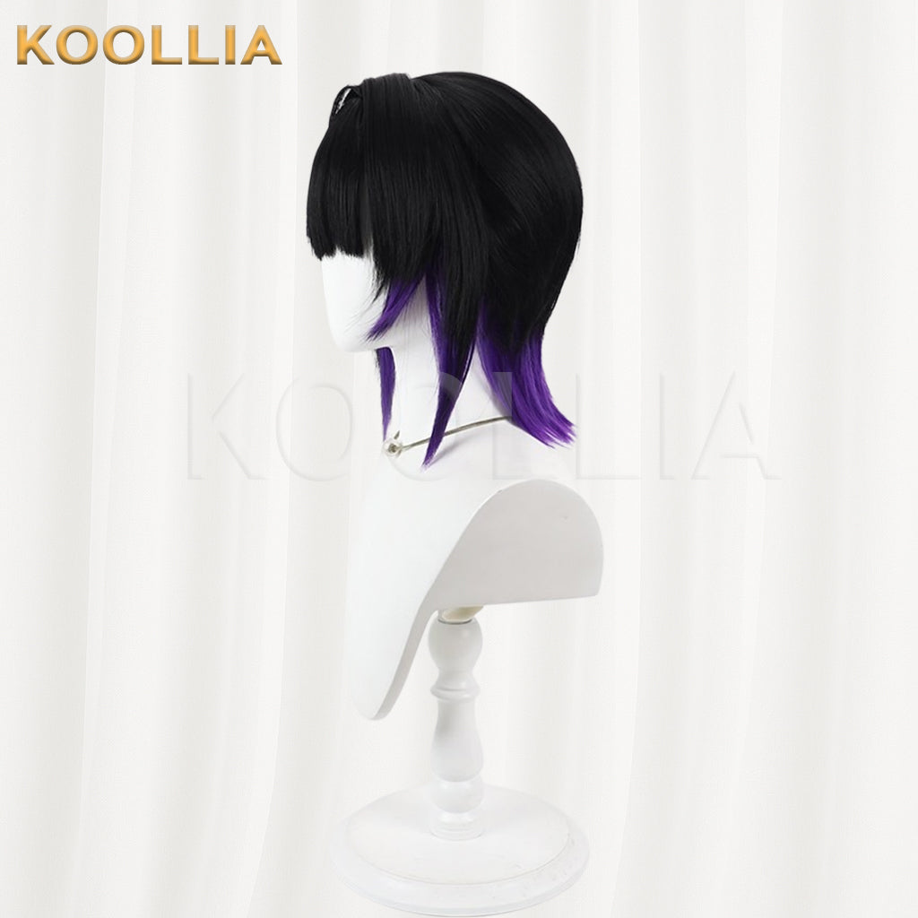 Blue Archive Kakehashi Sub Wig Black With Purple Gradient Tips Small High Ponytail Basic Wig