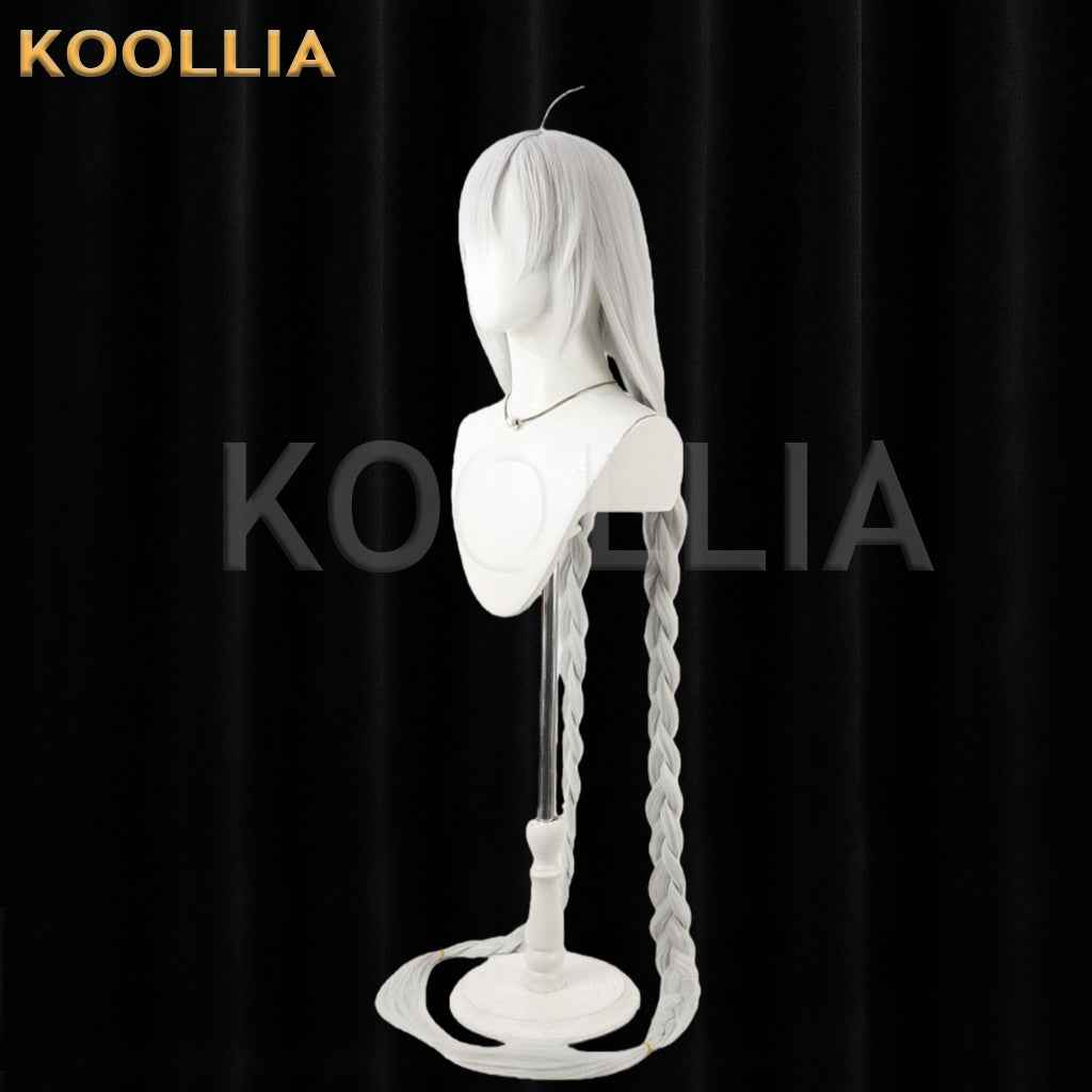 VOCALOID Kizuna Akari Wig Silvery Light Gray‑White Realistic Scalp Top Extra‑Long Thick Double Braids Basic Wig
