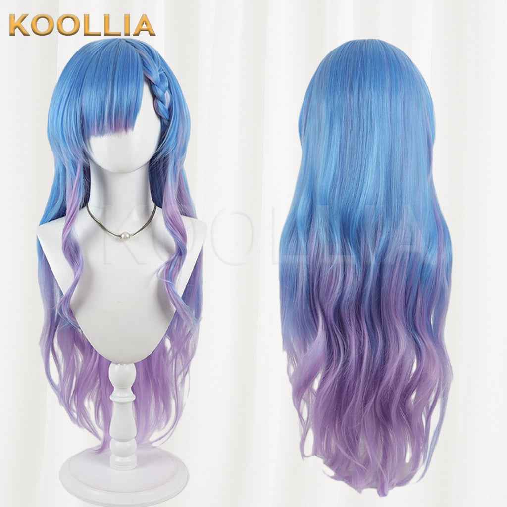 Kugayama Shiori's Death Notebook Kugayama Shiori Wig Blue Purple Gradient Realistic Scalp Top Long Wavy Curly Wig Basic Wig