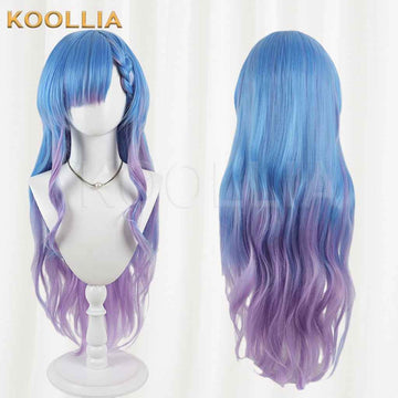 Kugayama Shiori's Death Notebook Kugayama Shiori Wig Blue Purple Gradient Realistic Scalp Top Long Wavy Curly Wig Basic Wig