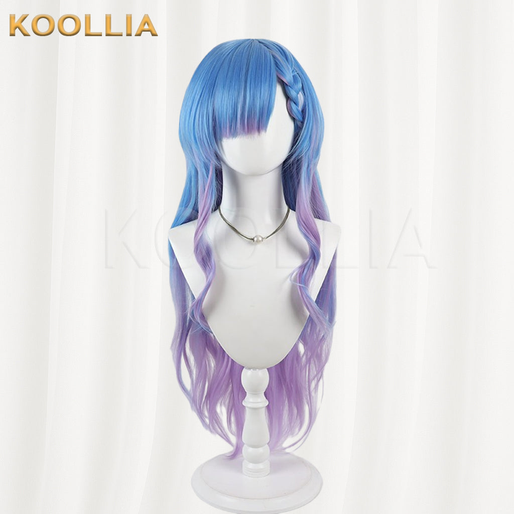Kugayama Shiori's Death Notebook Kugayama Shiori Wig Blue Purple Gradient Realistic Scalp Top Long Wavy Curly Wig Basic Wig