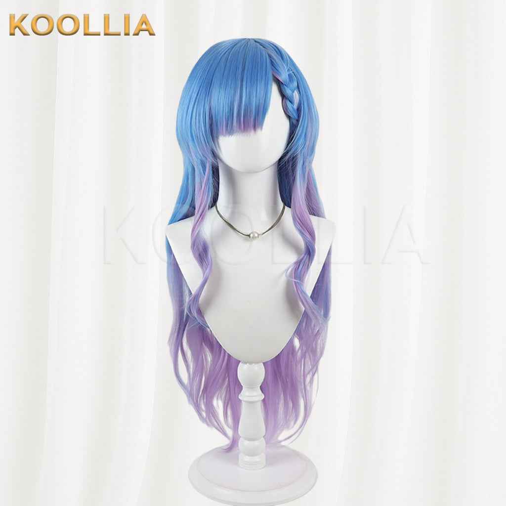 Kugayama Shiori's Death Notebook Kugayama Shiori Wig Blue Purple Gradient Realistic Scalp Top Long Wavy Curly Wig Basic Wig