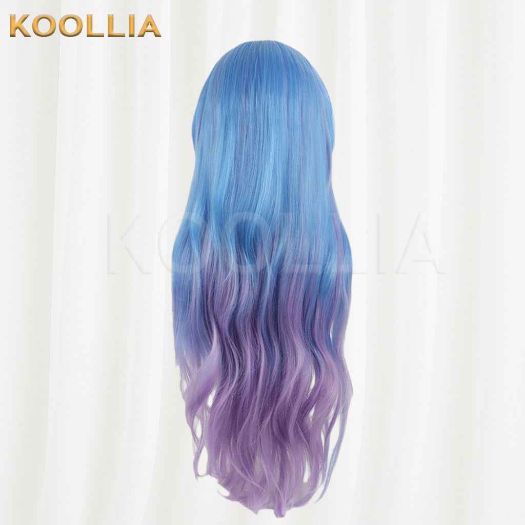 Kugayama Shiori's Death Notebook Kugayama Shiori Wig Blue Purple Gradient Realistic Scalp Top Long Wavy Curly Wig Basic Wig
