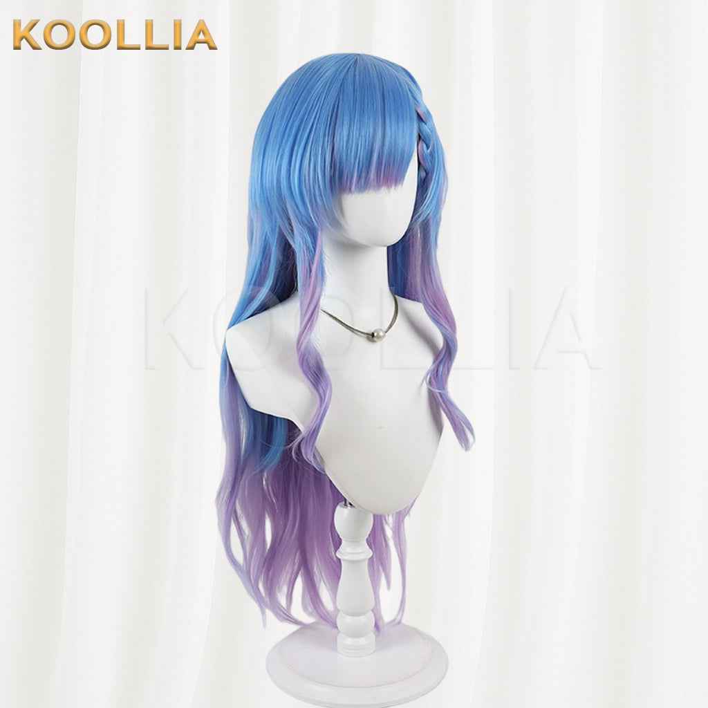 Kugayama Shiori's Death Notebook Kugayama Shiori Wig Blue Purple Gradient Realistic Scalp Top Long Wavy Curly Wig Basic Wig