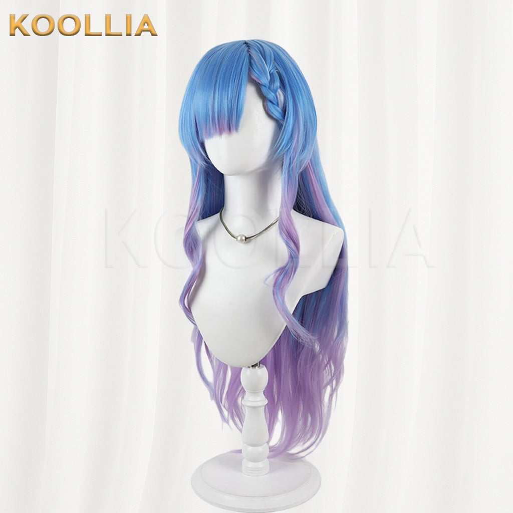 Kugayama Shiori's Death Notebook Kugayama Shiori Wig Blue Purple Gradient Realistic Scalp Top Long Wavy Curly Wig Basic Wig