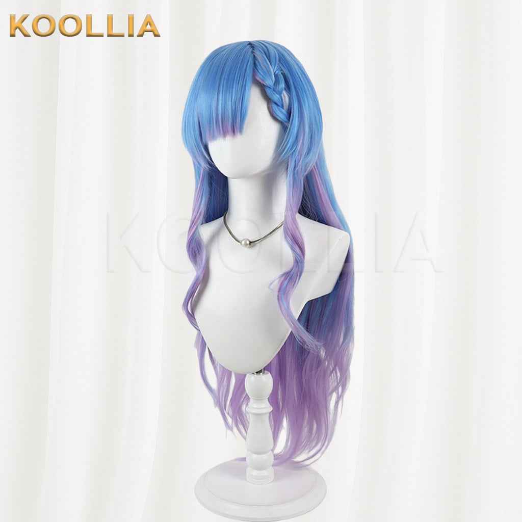 Kugayama Shiori's Death Notebook Kugayama Shiori Wig Blue Purple Gradient Realistic Scalp Top Long Wavy Curly Wig Basic Wig