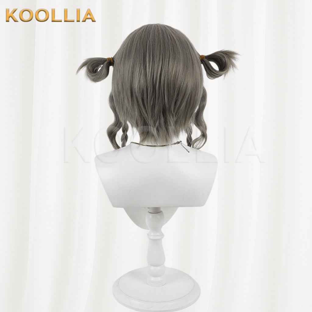 Project Sekai Colorful Stage Kusanagi Nene Wig Grey‑Tea Brown Realistic Scalp Top Double Braids With Side Loop Pigtails Basic Wig