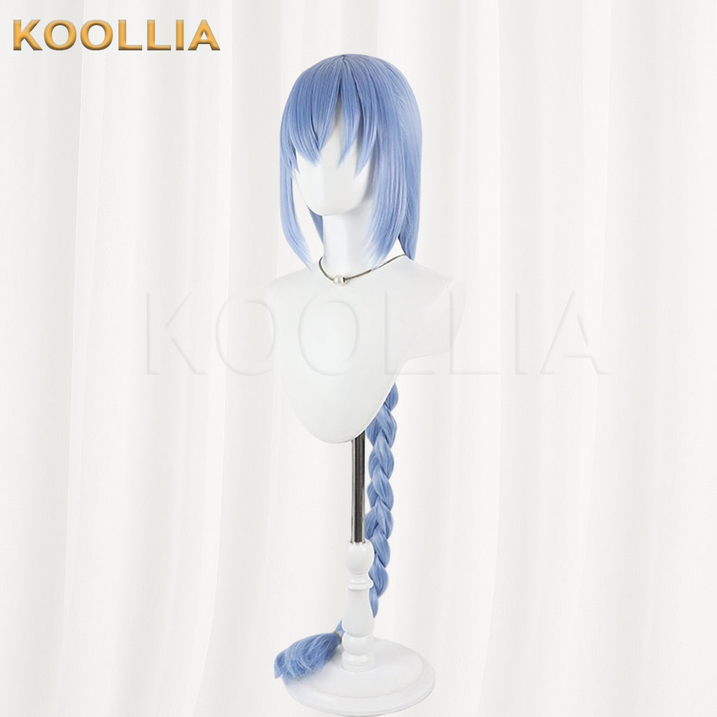 Star Engine Party Lan Haiqing Wig Ice‑mist Light Blue Realistic Scalp Top Pre‑braided Extra‑long Thick Braid Basic Wig