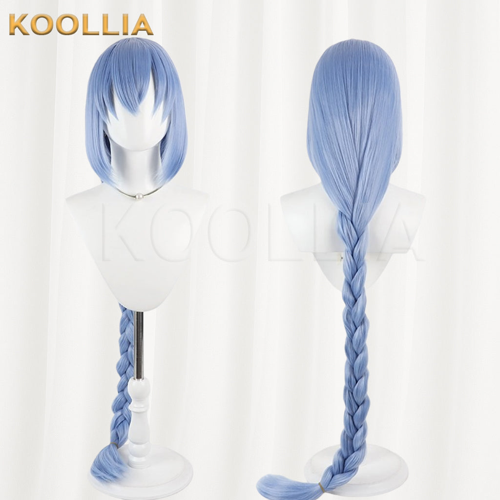 Star Engine Party Lan Haiqing Wig Ice‑mist Light Blue Realistic Scalp Top Pre‑braided Extra‑long Thick Braid Basic Wig