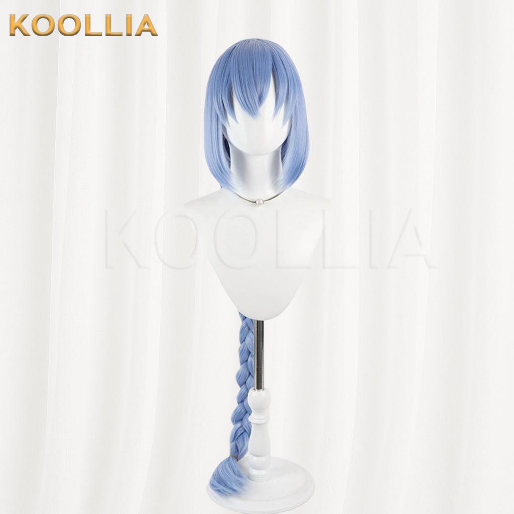 Star Engine Party Lan Haiqing Wig Ice‑mist Light Blue Realistic Scalp Top Pre‑braided Extra‑long Thick Braid Basic Wig