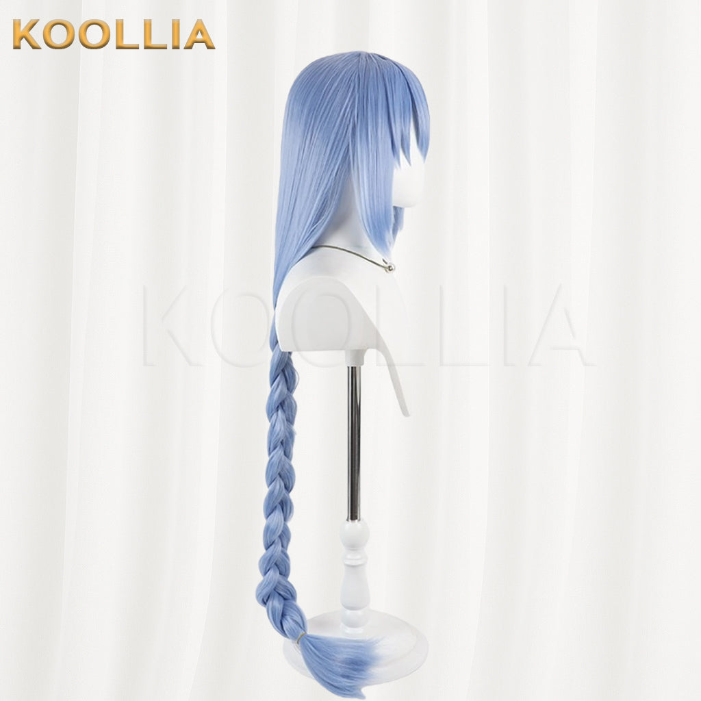 Star Engine Party Lan Haiqing Wig Ice‑mist Light Blue Realistic Scalp Top Pre‑braided Extra‑long Thick Braid Basic Wig