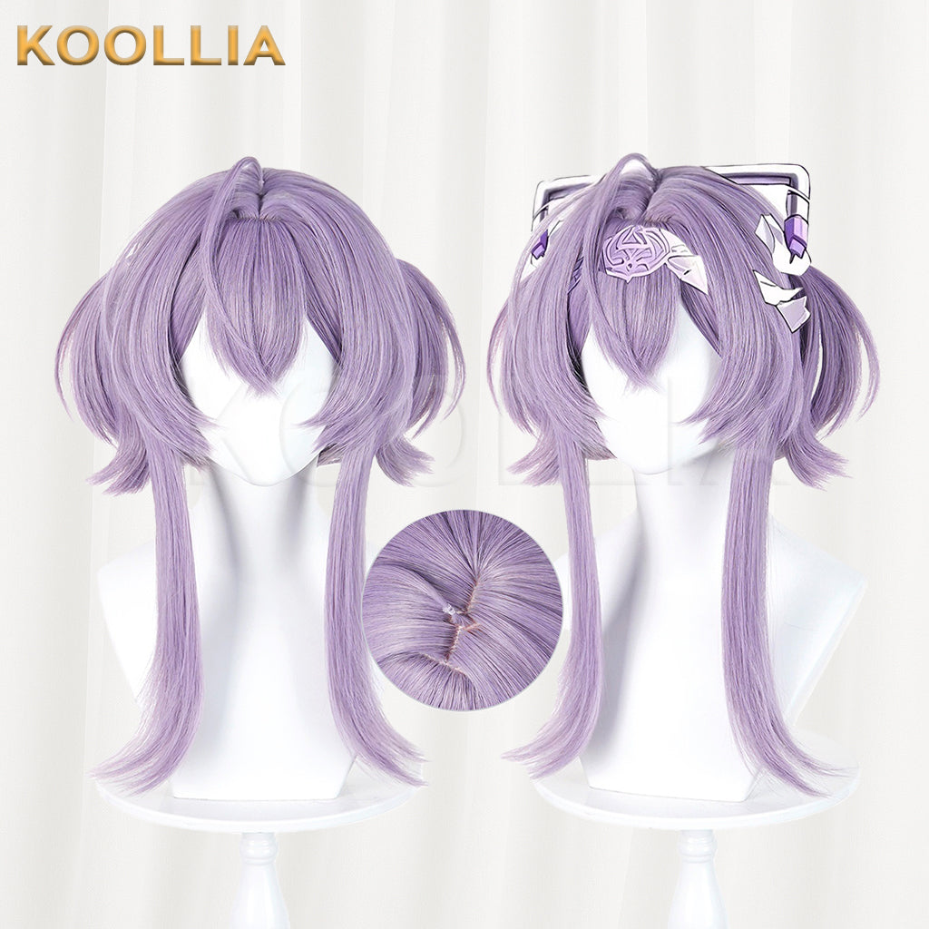 Goddess of Victory NIKKE Liberelio Wig Lavender Light Purple Realistic Scalp Top Integrated Short Double Bun Wig Basic Wig