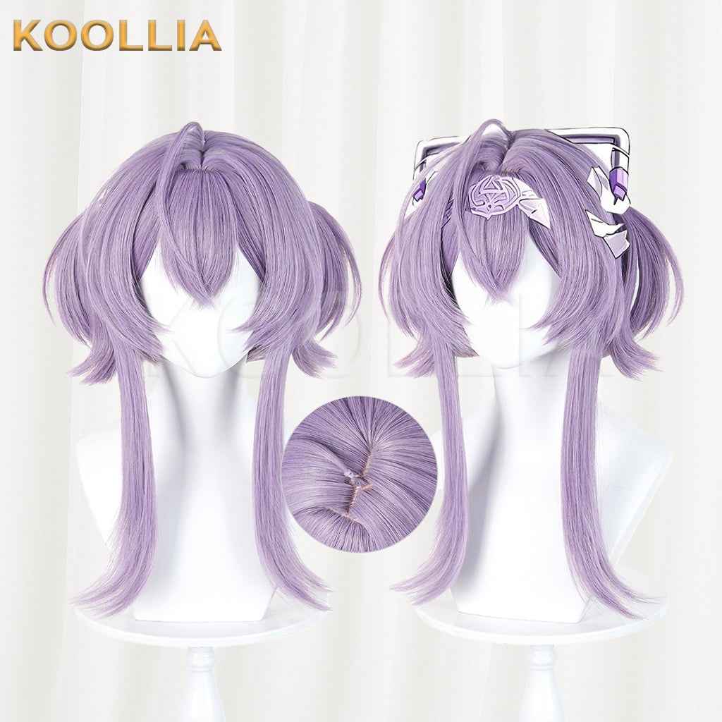 Goddess of Victory NIKKE Liberelio Wig Lavender Light Purple Realistic Scalp Top Integrated Short Double Bun Wig Basic Wig