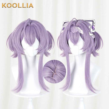 Goddess of Victory NIKKE Liberelio Wig Lavender Light Purple Realistic Scalp Top Integrated Short Double Bun Wig Basic Wig