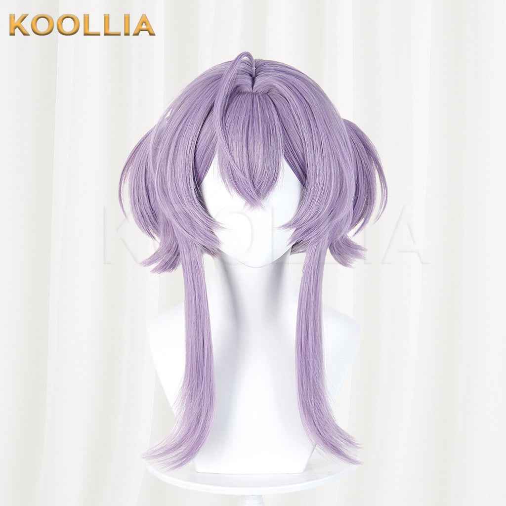 Goddess of Victory NIKKE Liberelio Wig Lavender Light Purple Realistic Scalp Top Integrated Short Double Bun Wig Basic Wig