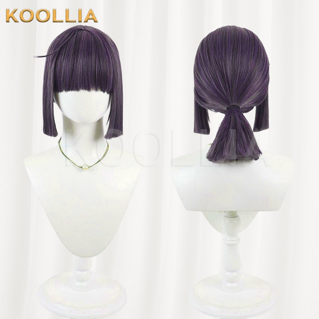 Blue Archive Mob Wig Deep Purple Multi‑Color Blended Realistic Scalp Top Pre‑Tied Low Ponytail Basic Wig