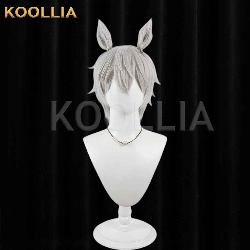 Tougen Anki Nekisaki Hakuri Wig Silver‑Gray Teased Root Short Wig With Detachable Beast Ears Basic Wig
