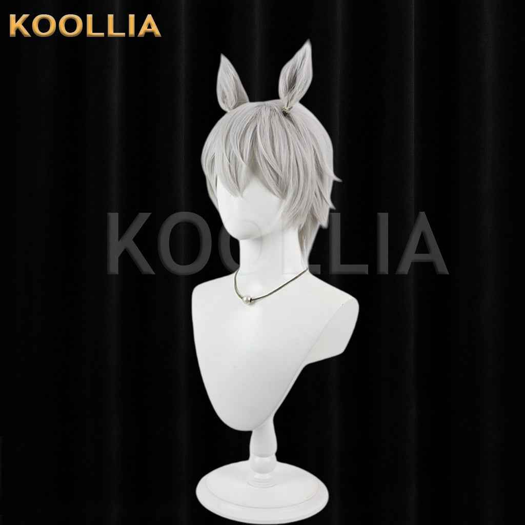 Tougen Anki Nekisaki Hakuri Wig Silver‑Gray Teased Root Short Wig With Detachable Beast Ears Basic Wig