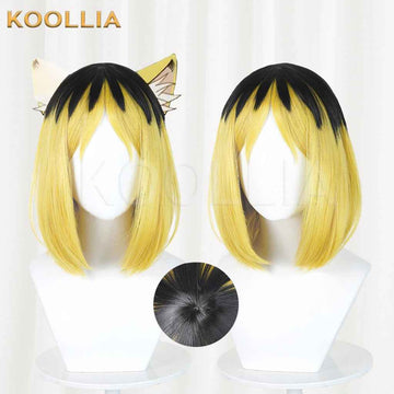 Vtuber Niko Neko Wig Black Golden Short Basic Wig