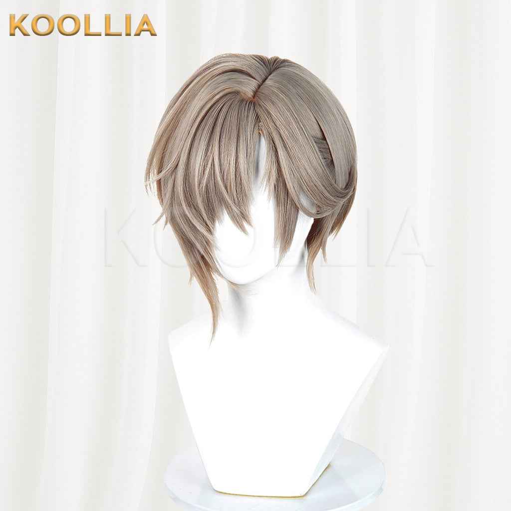 Arknights Phantom Dionysus Alter Wig Light Taupe‑Brown Realistic Scalp Top Layered Short Wig Basic Wig