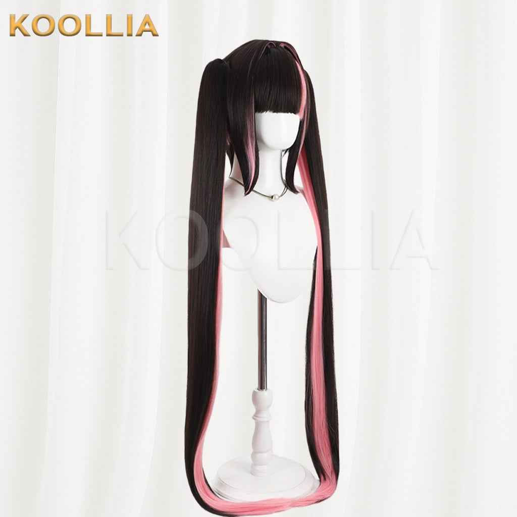 Azur Lane Prince of Morin Wig Black‑Pink Contrast Realistic Scalp Top Detachable Jaw‑Clip Extra‑Long Twin Tails Basic Wig