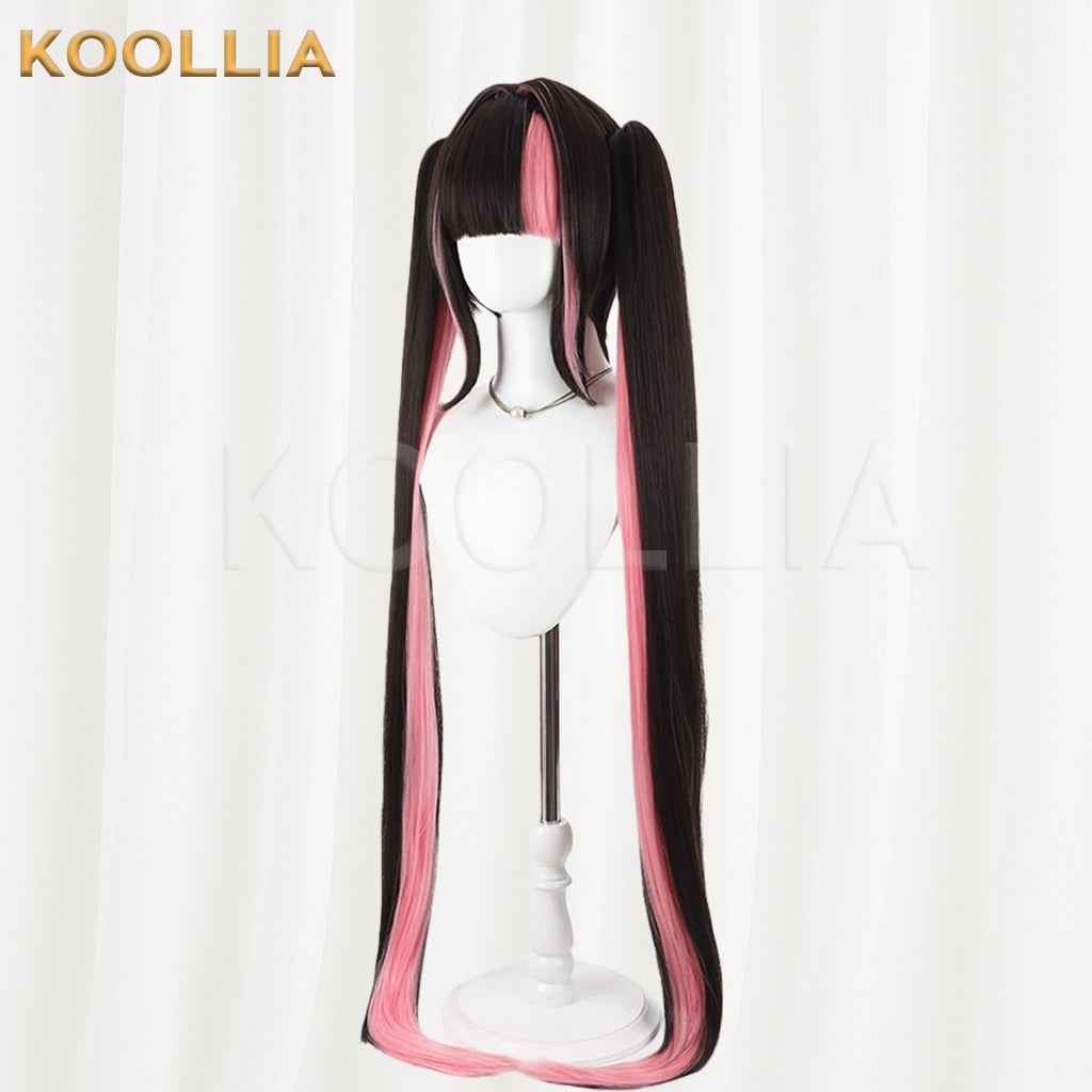 Azur Lane Prince of Morin Wig Black‑Pink Contrast Realistic Scalp Top Detachable Jaw‑Clip Extra‑Long Twin Tails Basic Wig