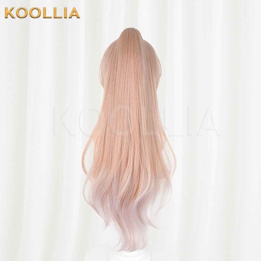 Arknights Endfield Reno Wig Light Peach‑Gold Gradient Realistic Scalp Top Detachable Corn‑textured Tiger‑clip High Ponytail Basic Wig
