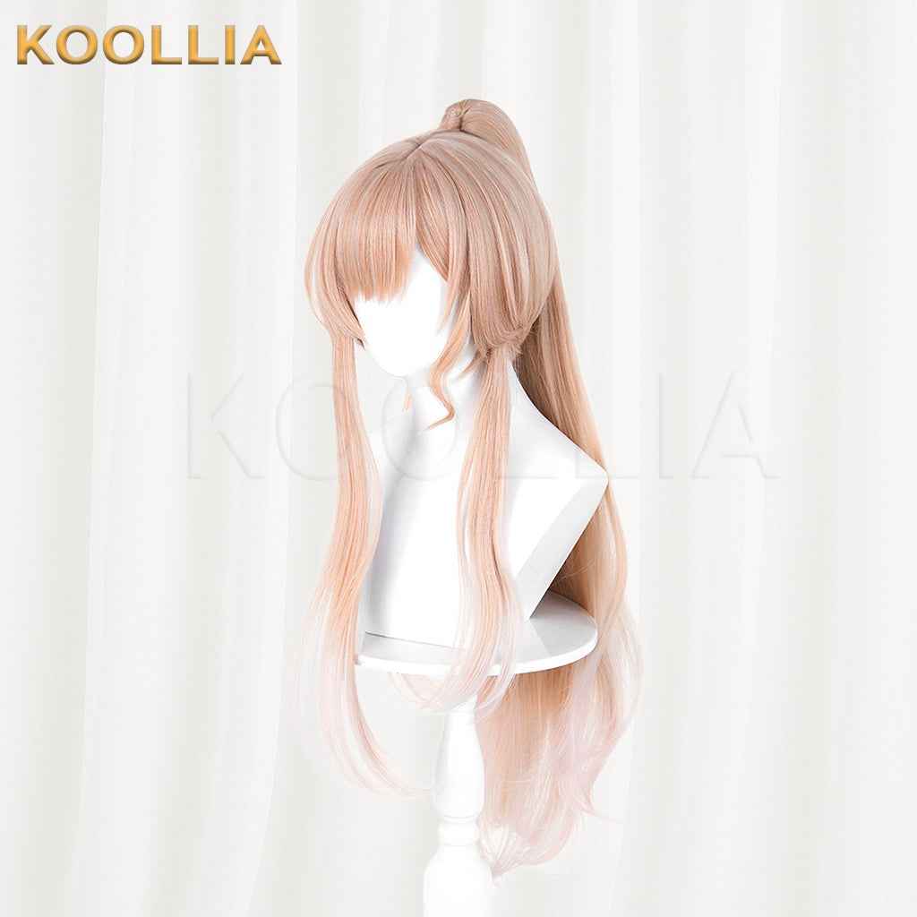 Arknights Endfield Reno Wig Light Peach‑Gold Gradient Realistic Scalp Top Detachable Corn‑textured Tiger‑clip High Ponytail Basic Wig