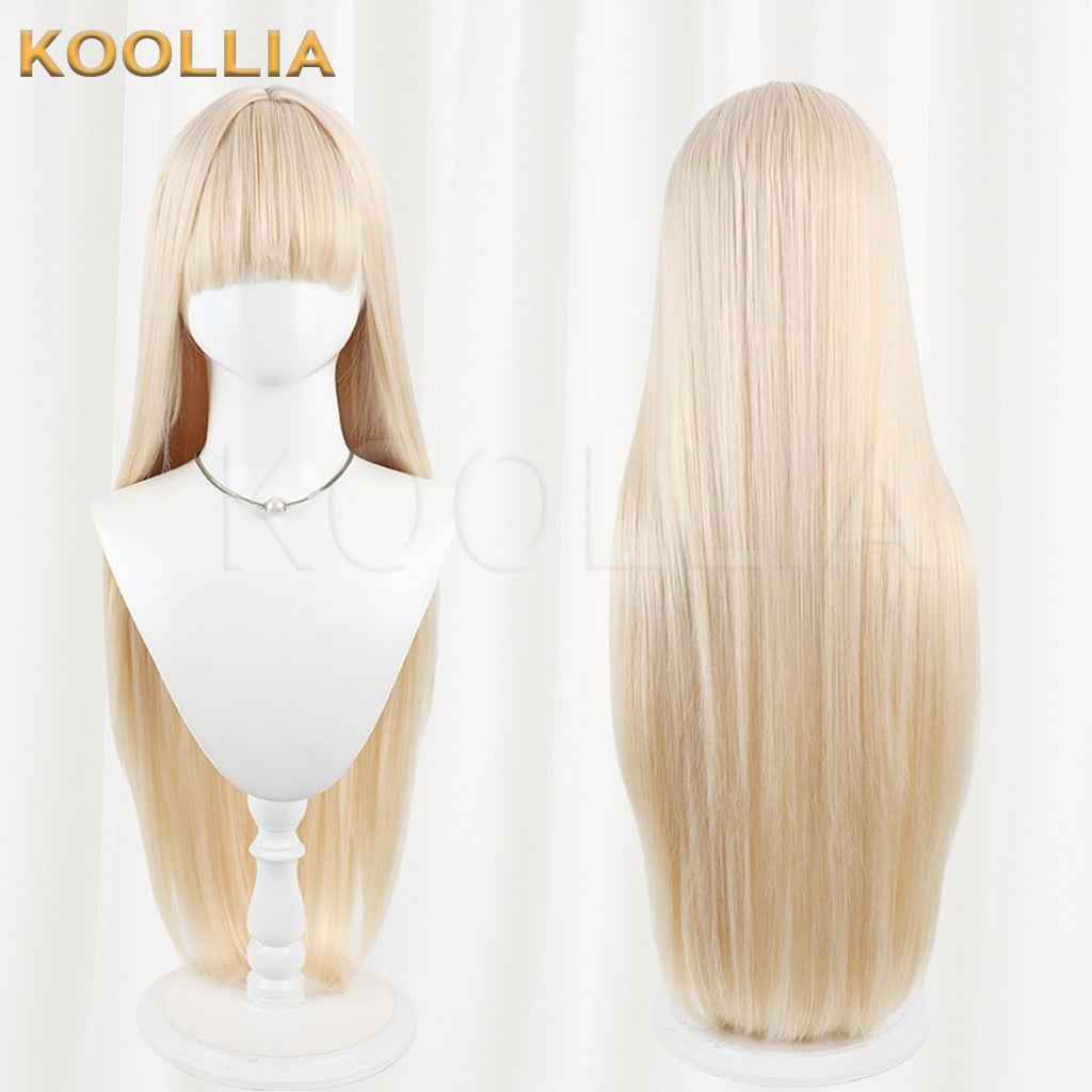 Aquarium Can’t Dance Retoro Wig Light Cream‑Blonde Realistic Scalp Top Multi‑tonal Mixed Silk Extra‑long Loose Straight Wig Basic Wig