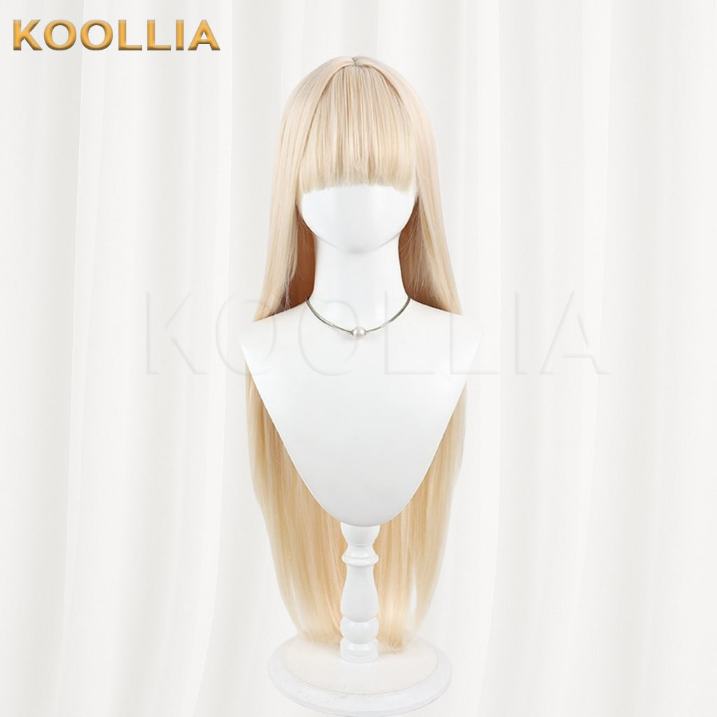 Aquarium Can’t Dance Retoro Wig Light Cream‑Blonde Realistic Scalp Top Multi‑tonal Mixed Silk Extra‑long Loose Straight Wig Basic Wig