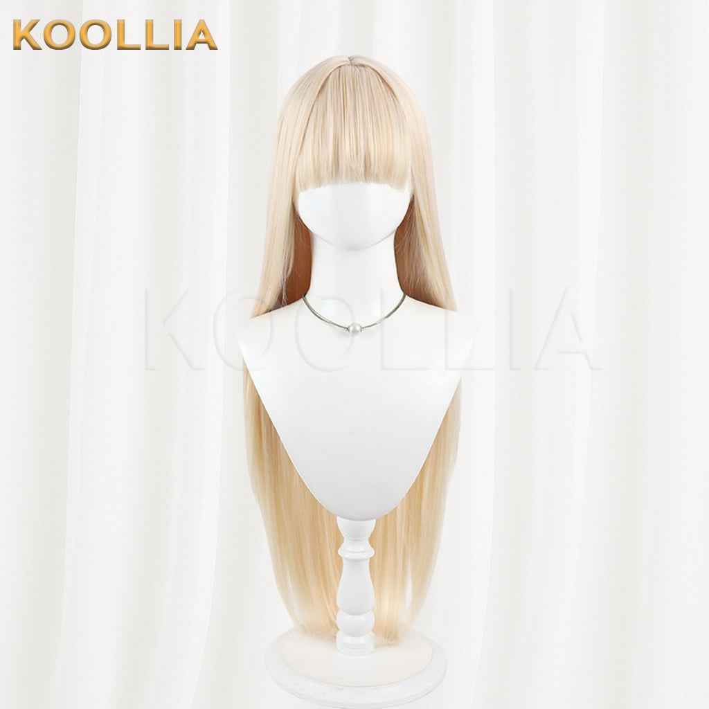 Aquarium Can’t Dance Retoro Wig Light Cream‑Blonde Realistic Scalp Top Multi‑tonal Mixed Silk Extra‑long Loose Straight Wig Basic Wig