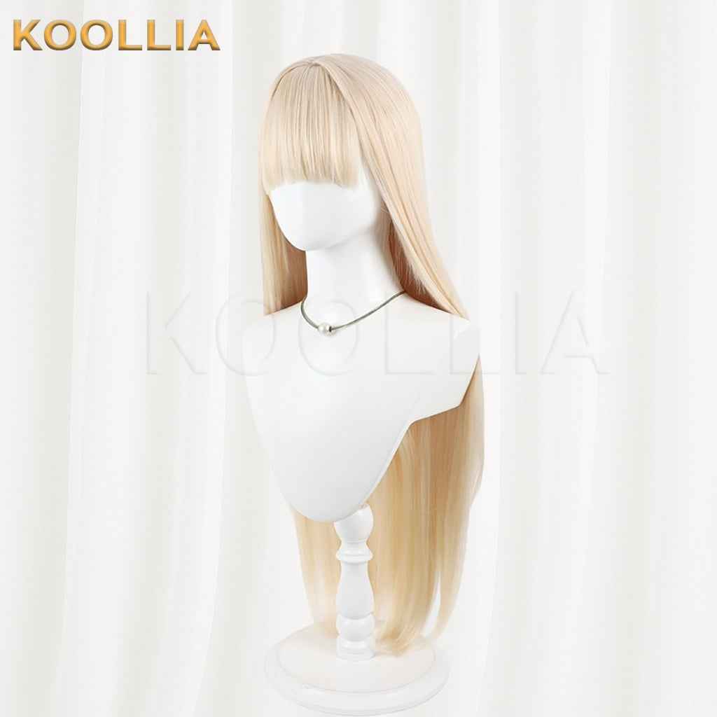 Aquarium Can’t Dance Retoro Wig Light Cream‑Blonde Realistic Scalp Top Multi‑tonal Mixed Silk Extra‑long Loose Straight Wig Basic Wig