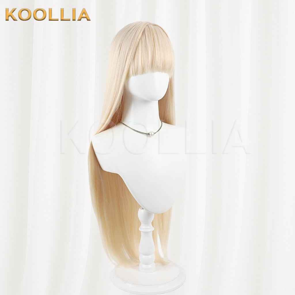 Aquarium Can’t Dance Retoro Wig Light Cream‑Blonde Realistic Scalp Top Multi‑tonal Mixed Silk Extra‑long Loose Straight Wig Basic Wig