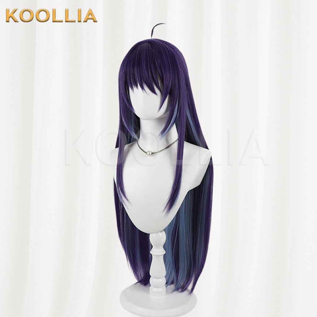 Super Space‑Time Kaguya Sakayori Aya Wig Deep Purple Ice‑Blue Two‑Tone Realistic Scalp Top Extra‑Long Straight Wig Basic Wig