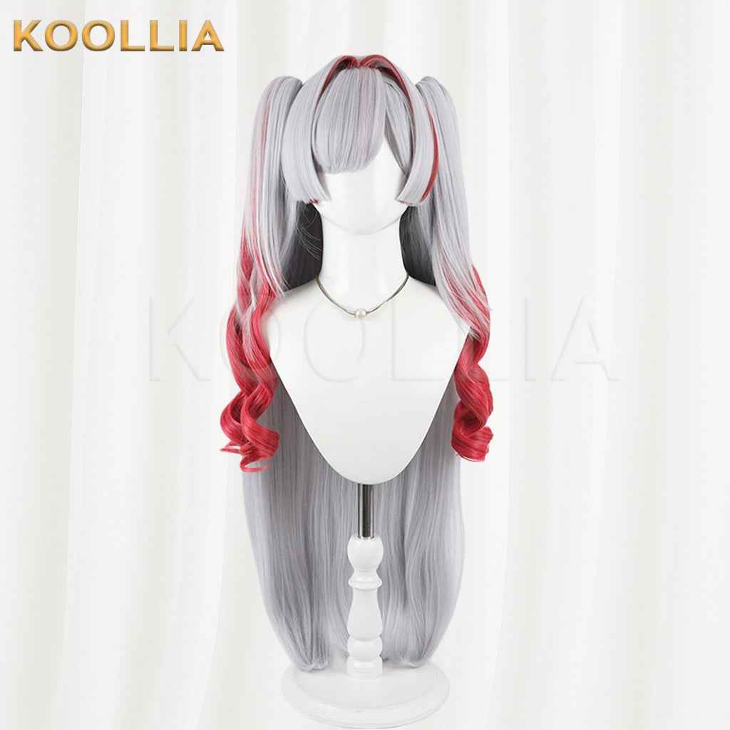 Independent VTuber Sakuribel Wig Silver‑Grey Wine‑Red Gradient Realistic Scalp Top Detachable Jaw‑Clip Twin Tails Basic Wig