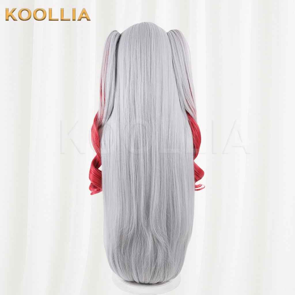Independent VTuber Sakuribel Wig Silver‑Grey Wine‑Red Gradient Realistic Scalp Top Detachable Jaw‑Clip Twin Tails Basic Wig