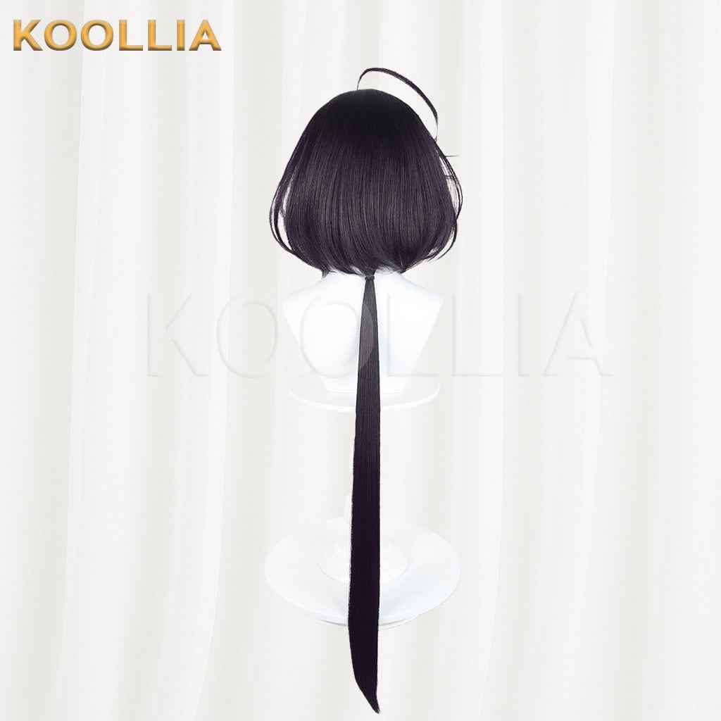 Ribbon Hero Sapphire Knight Wig Inner‑Outer Dual‑Color Black Silver‑White Realistic Scalp Top Basic Wig