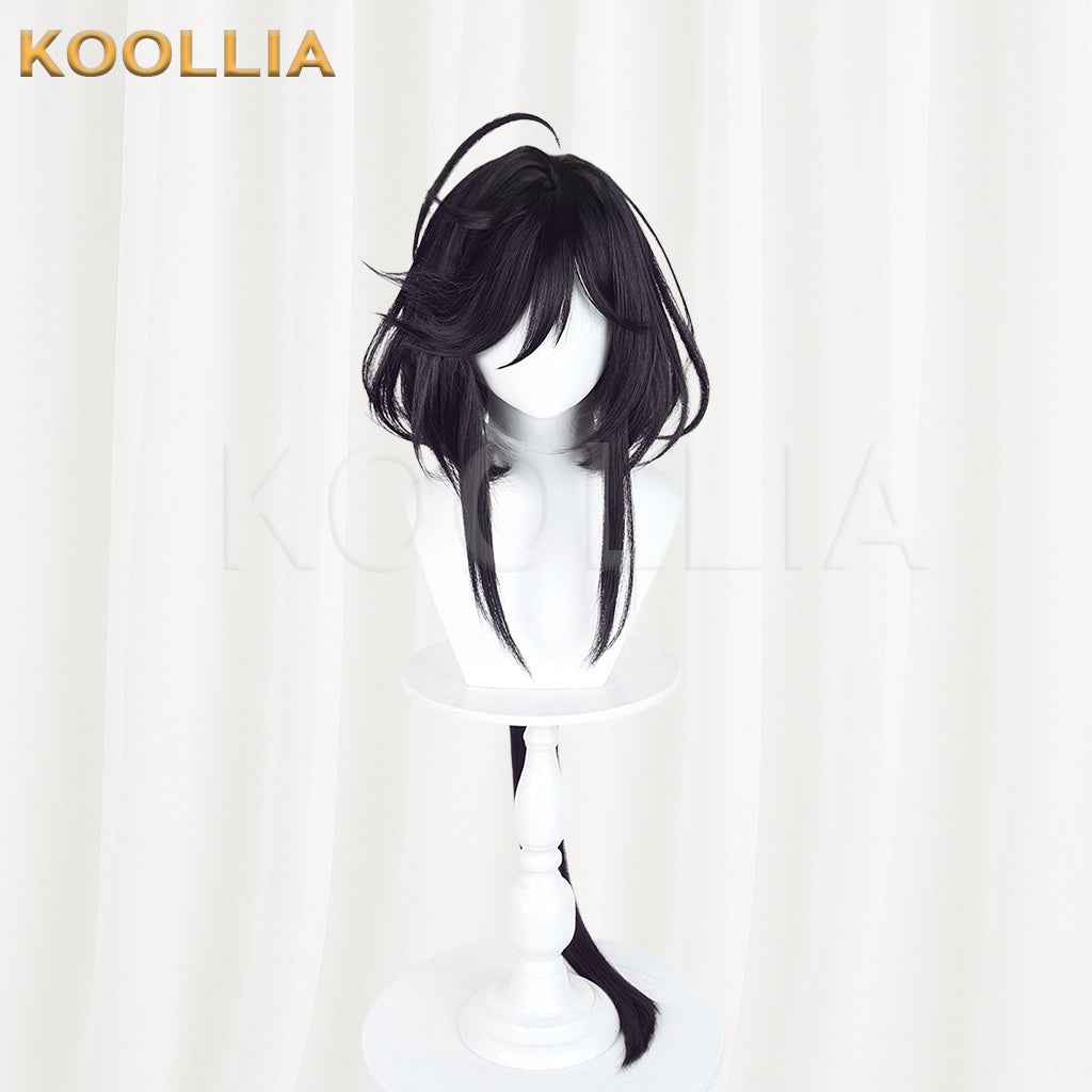 Ribbon Hero Sapphire Knight Wig Inner‑Outer Dual‑Color Black Silver‑White Realistic Scalp Top Basic Wig