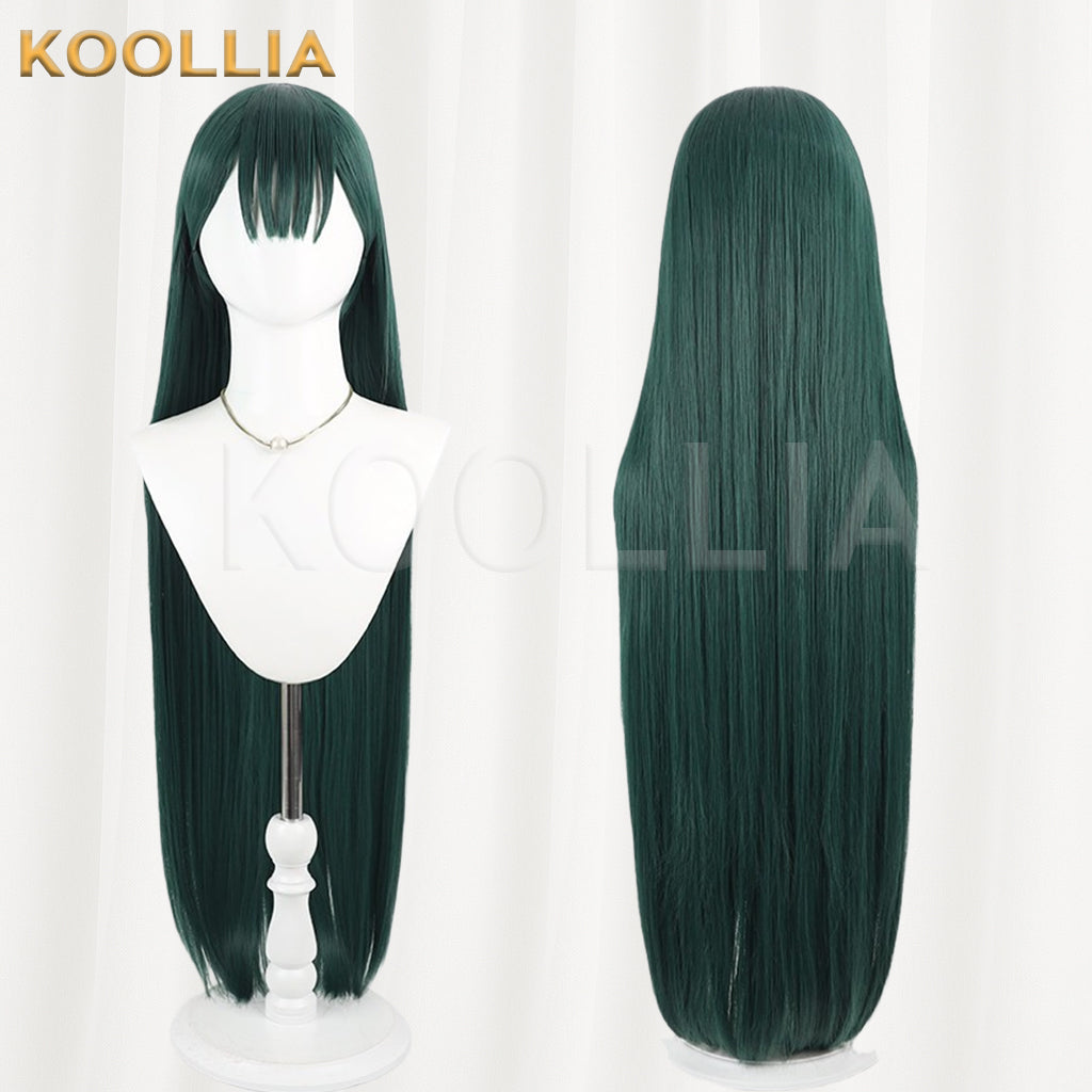 Alien Stage Sua Wig Dark Teal‑Green Realistic Scalp Top Extra‑Long Straight Neat Cut Ends Basic Wig
