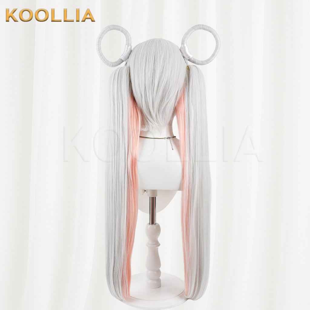 Super Space Kaguyahime Tsukimi Yachiyo Wig Two‑Tone Gradient Realistic Scalp Top Detachable Twin Tails Basic Wig