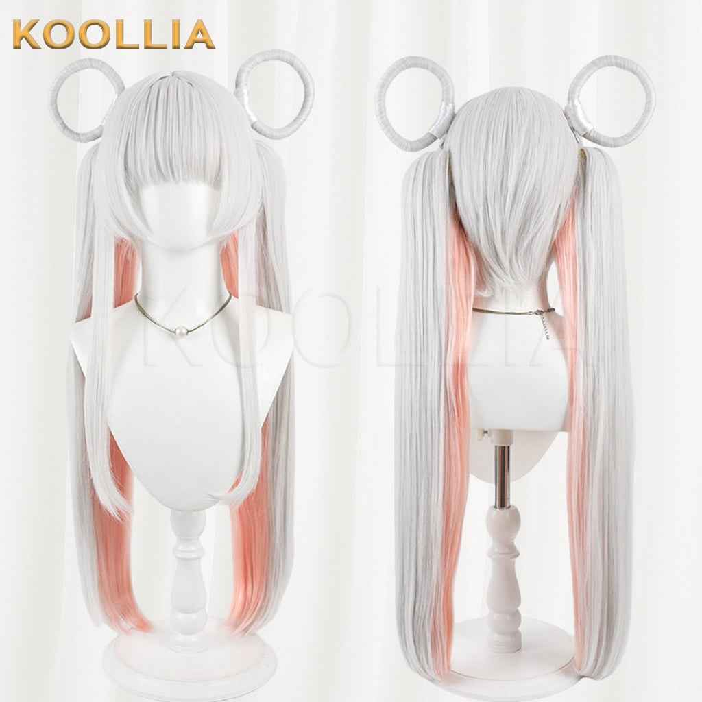 Super Space Kaguyahime Tsukimi Yachiyo Wig Two‑Tone Gradient Realistic Scalp Top Detachable Twin Tails Basic Wig