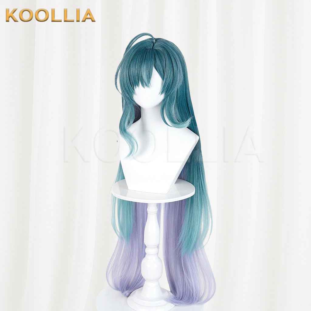 Genshin Impact Voyanisa Wig Three‑Tone Gradient Integrated Extra‑Long High Ponytail Realistic Scalp Top Basic Wig