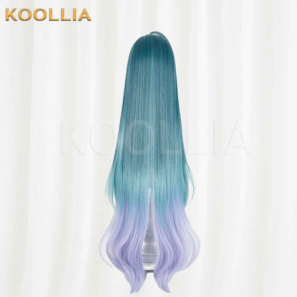 Genshin Impact Voyanisa Wig Three‑Tone Gradient Integrated Extra‑Long High Ponytail Realistic Scalp Top Basic Wig